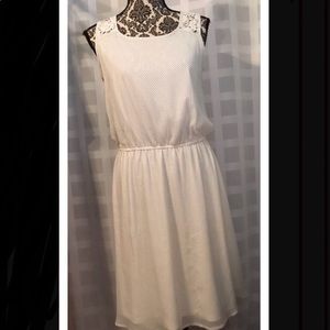 Ann Taylor loft polka dots white dress petite 0